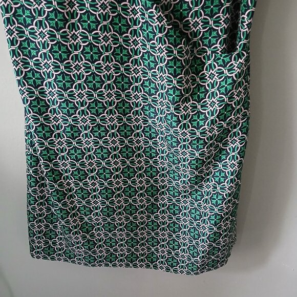 J.Crew Women's Sz 4 Dress Open Back Silk Mini Silk Geometric Green Blue Floral - Picture 15 of 15